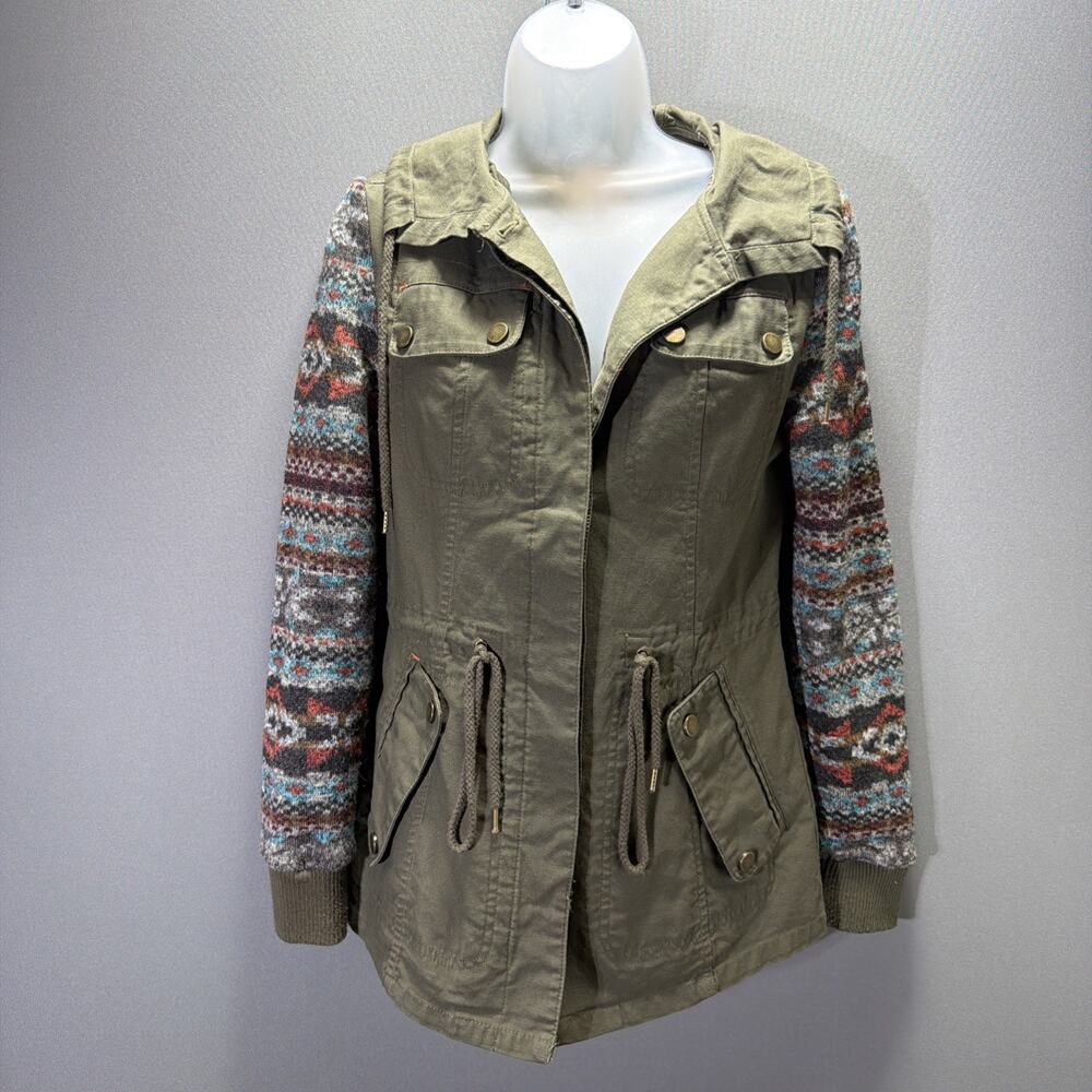 Mossimo Supply Co Green Utility Safari Jacket Full Zip Sleeve Sz Medium
